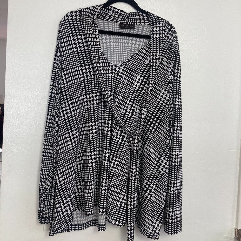 Lane Bryant Houndstooth Wrap-Front Top